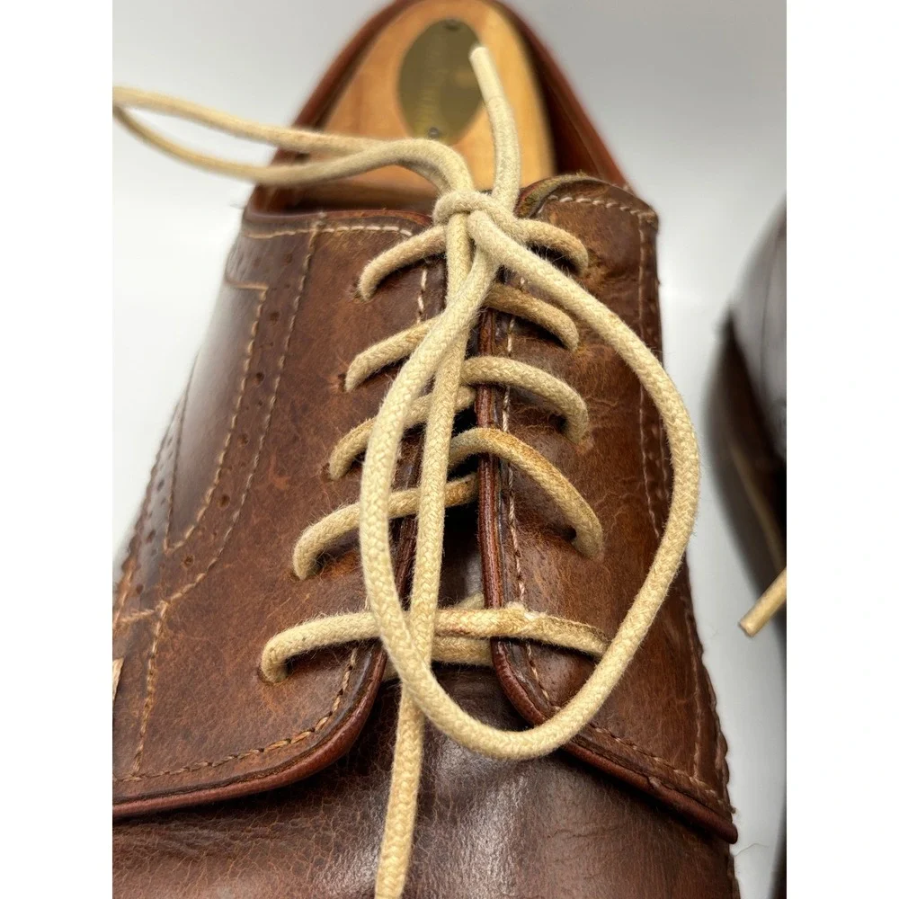 Steve Madden Men's Brn Leather Wingtip Derby Dress Shoes Brogue Business Casual